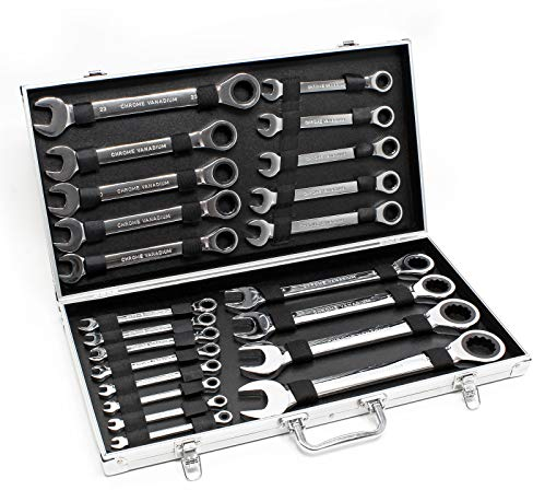 Wiltec Schraubenschlüssel Set 22-teilig Maulschlüssel 6-32mm im praktischen Koffer, Ringschlüssel, Schraubendreher Set