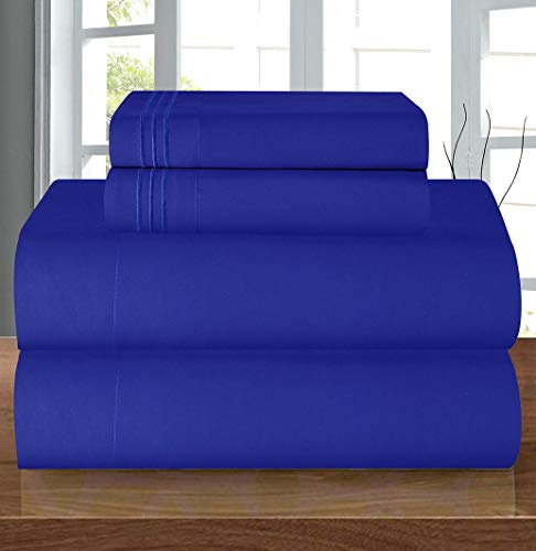 Elegant Comfort Parure de lit 4 pièces en Coton égyptien de 1500 Fils, Douce, de qualité hôtelière Haut de Gamme, Infroissable, Drap-Housse avec élastique Tout Autour, Poche Profonde mesurant jusqu'à