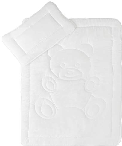 DILUMA Kinderbetten Set Teddy 2-teilig - Kinderbettdecke 100x135 cm und Kopfkissen 40x60 cm - Kindersteppbett und Kissen - Bettdecken Set Kinder Baby - Schadstoffgeprüft nach Öko-Tex 100