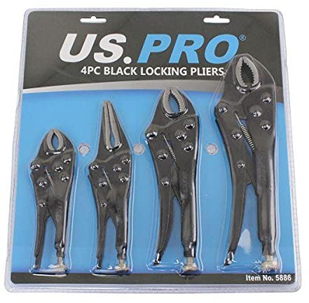 US PRO Tools 4 Piece Locking Pliers Mole Grips Adjustable Wrench Pliers Long Nose 5886