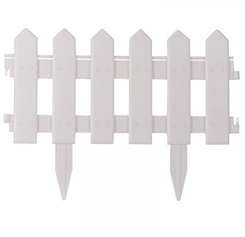 Garden Mile 4pc White Picket Fence Panels Decorative Plastic Garden Edging Flower Border Pathway Stake Fencing Panels Edging for Garden Outdoor 40x60cm