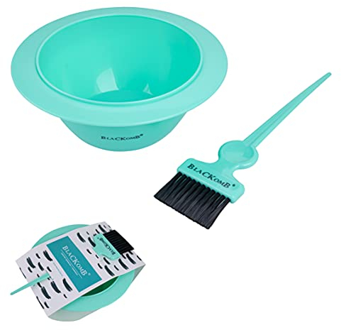 Blackomb - Haarfärbeset mit Pinsel und Schale | Färbeset zum Anmischen von Haarfärbemittel | Haarfarbe Zubehör | Farbpinsel mit Farbschale | Cyan
