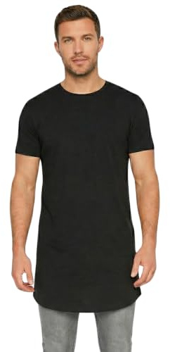 T-Shirt Long Homme - Coupe Longline Oversize - Coton Stretch Ultra-Doux (95% Coton, 5% Élasthanne) - Extra Long pour Hommes Grands