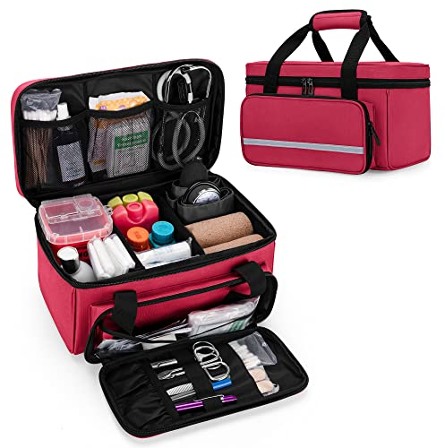 CURMIO Erste Hilfe Tasche Klein, Notfalltasche Leer für Haushalt, Erste Hilfe Set für Wander, Reise und Outdoor, Rot (Patent Angemeldet)