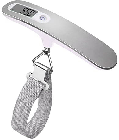 Nuvance Kofferwaage Digital, Reise Gadgets, Gepäckwaage bis 50kg, Reise Zubehör, Inklusive Batterie, mit Haken, Gepäckwaage