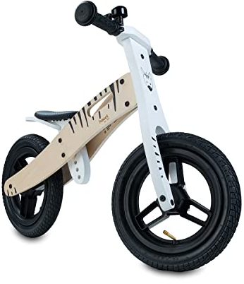 Hauck Holz-Laufrad Balance N Ride mit Lufträdern & verstellbarem Sitz (ab 18 Monate) - Zebra