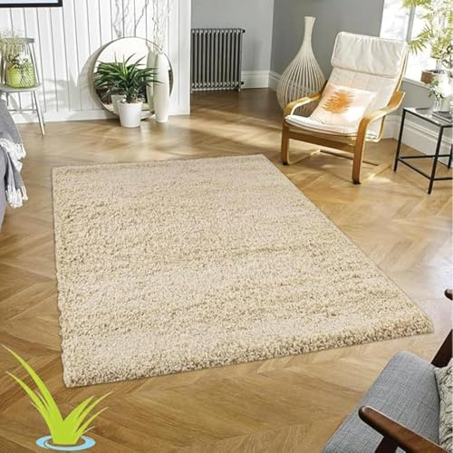 Wadan 160x230cm Light Beige Shaggy Rugs Living Room |5mm Thick Pile | Extra Large Small Medium | Rectangular Size | Soft Touch | Living Room Area Rugs | Non Shedding