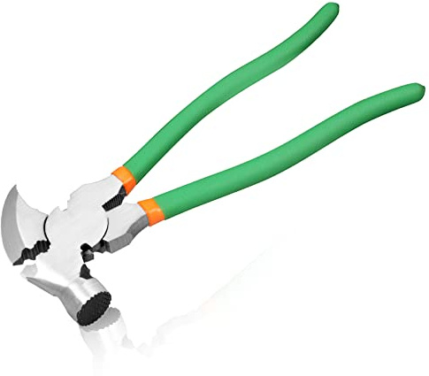 LEONTOOL 10.5 Inches Fencing Pliers with 2 Wire Cutters Multi Purpose Fence Tool Wire Twisting Pliers Nail Puller Chain Link Fence Puller Wire Fence Tools For Installing Maintaining Wire Fences