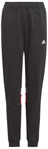 adidas Unisex Kinder Tiberio 3-Stripes Colorblock Fleece Pants Kids, Black/Better Scarlet/White, 9-10 Years