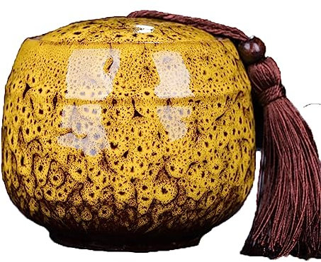LingXuanGe Vintage Tea Canister, Chinese tea caddy (Color : Yellow)