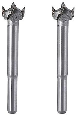 TOP-VIGOR 2Pcs 14mm Forstner Drill Bit Set, Carbide Alloy Steel Wood Auger Drill Bit Hole Saw Opener for Woodworking Hinge Hole Drilling Boring Bit Cutter