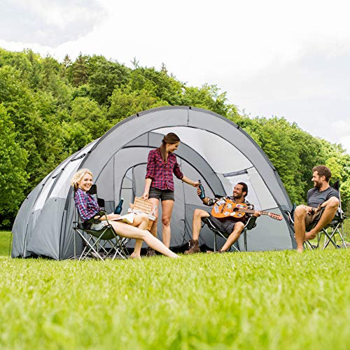 tectake®, Stadigt Tunneltält med Markis, Tält 6 Personer, UV-Skydd, Vattenavvisande, Myggnätsfönster, Snabb Montering, Inkl. Linor & Bärväska, Idealiskt Campingtält