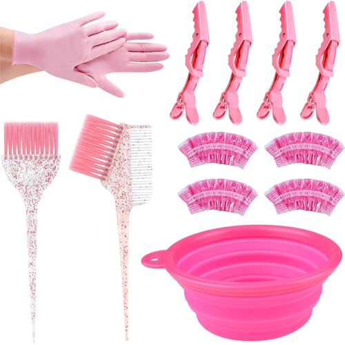 RYMAUP®12pcs Haarfärbe Färbeset–professionelle Salonwerkzeuge zum selbstgemachten Mischen fur Bleichen und Haarfärben,Handschuhe inklusive,Haare leicht färben