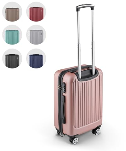 Easy Move ABS Hartschalenkoffer - Ergonomisch & Sicher - Kleiner Trolley Koffer mit 360° Rädern, Zahlen-Schloss - Rollkoffer, Reisekoffer Klein (Rose Gold, 54cm)