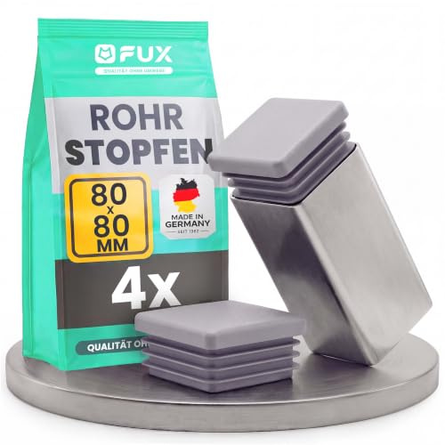 FUX 4 Stück Kunststoff Quadrat Rohrstopfen - 15x15mm-120x120mm | 4 Stück Rohrstopfen / Lamellenstopfen für Quadratrohre, Montage und Anwendung