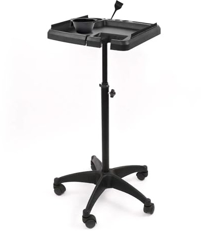 Carro de peluquería para Salones de peluquería/Barbería, Carrito de Trabajo, Altura Ajustable, Estante con Ruedas, Carrito de peluquería, Carrito con Ruedas - Negro