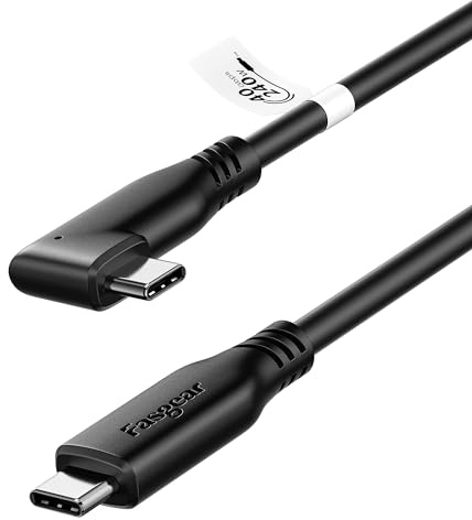 Fasgear USB 4-kabel 240 W Thunderbolt 4 rät vinkel USB C till USB C 5 fot, 100 W/60 W, 8K HD-skärm 40 Gbps PD3.1 snabbladdning kompatibel med Thunderbolt 3/4, MacBook eGPU SSD