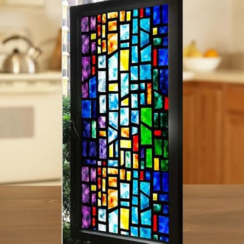 Sichtschutzfolie 3D Fensterfolie Glasdekorfolie PVC für Badezimmer Kinderzimmer Küche,Schlafzimmer Wohnzimmer Esszimmer Büro Hotels Klassenzimmer 44.5cmx300cmBunt
