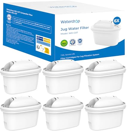 Waterdrop Water Filter Cartridges, Limescale Inhibition, Replacement for Brita Maxtra+ Plus, Maxtra Pro All-in-1, TÜV SÜD, NSF Certified (6)