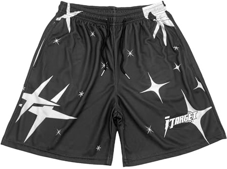 DIOTSR Mens Retro Casual Graphic Shorts Elastic Waistband Streetwear Athletic Basketball Running Active Shorts (Shining Stars,Small)