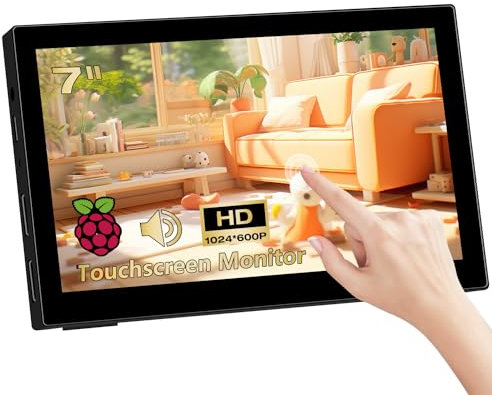 Akntzcs Mini Monitor 7 inch Touchscreen HD 1024x600P HDMI Portable Monitor for PC Laptop Xbox PS4/5 Rasp Pi