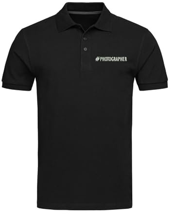 Hashtag Photographe Polo Brodé Hauts Homme Vêtements Homme, Noir , XL