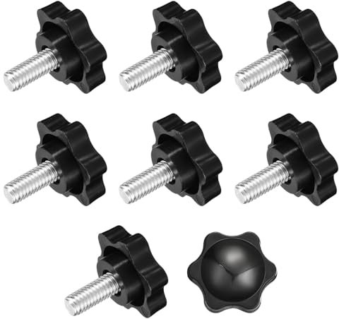 QUARKZMAN 8pz Manopola a Vite Serraggio, 1/4-20 x 0.55 Manopola Stella a Forma Esagonale Impugnature Plastica Maniglia Vite Serraggio Manuale per Base Ombrellone Mobili Meccanici, 32mm Dia