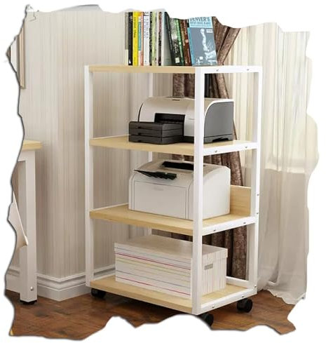 ZIUSFAC Mobiler AV-Medienständer Audio-Video-Komponenten HiFi Regal Rack Stereo Komponenten-Rack 3 4 Ablagen Audio-/Video- Entertainment-Center Ständer(Walnut,A/4 Tier)