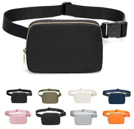 JENCVNL Bauchtasche Damen Gürteltasche Herren, Nylon Hüfttaschen Mode Brustbeutel Umhängetasche Crossbody Bag mit verstellbarem Riemen für Laufen Wandern Training Reisen (Schwarz)