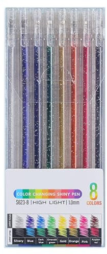 8 Gelstifte Glitzer, Glitzer Gelstifte Mit Transparentem Design, Glitzer Gel Stifte Zum Bemalen Von Steinen, Glitzerstifte Gel, Stifte Für Erwachsene, Multicolor Gel Stift Set
