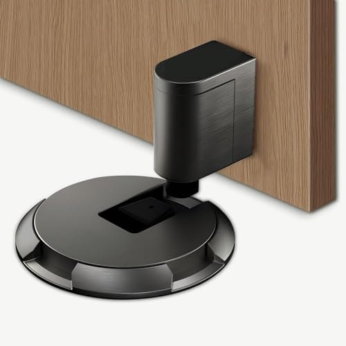 KufaerBeam Invisible Mechanical Door Stopper - Windproof, Various Door Types, Floor Fixed (Black)