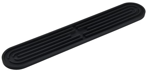 volumoon Alfombrilla de Drenaje, Banda Almohadillas Escurridor de Silicona, Antideslizante Alfombrilla de Bar para Botellas, Estrecho Estera Escurrir Reutilizable para Cocina, Baño, Vajilla (Negro)