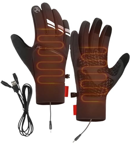 Pzuryhg Guantes de trabajo con calefacción para esquí, guantes de snowboard con calefacción, impermeables, USB para ciclismo al aire libre, invierno con elementos de calor, guantes de nieve adecuados