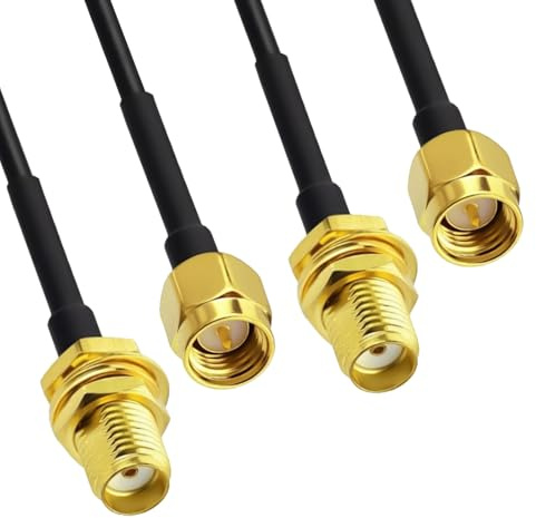 2 Stück SMA Stecker auf SMA Buchse Kabel Schottmontage RG174 Antennenkabel, 2M Verlängerungskabel, Kompatibel mit WiFi 4G LTE Router, Gateways, Mobile Cellular, Überwachungskamera, Amateurfunk Koaxial
