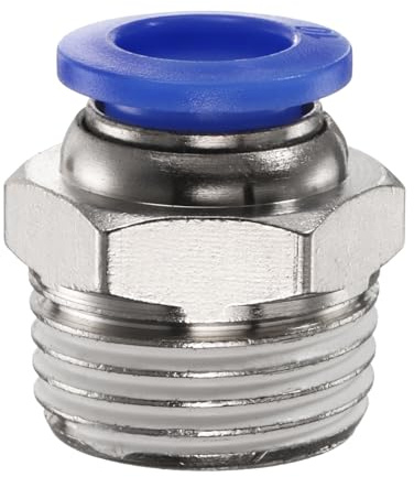 QUARKZMAN 1pcs Raccord Pneumatique 10mm Tube OD x 1/2 NPT PC10-N04 Bleu | Connecteur Rapide en Cuivre, Filetage Mâle Droit, pour Raccord de Tuyau D'Air, pour Système D'Air Industriel