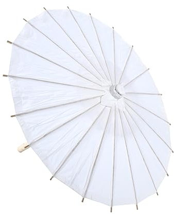 VALICLUD White Oiled Paper Umbrella Bamboo Handle for Asian Decor Chinese Style Paper Parasol Japanese Umbrella for Outdoor Use Random Color