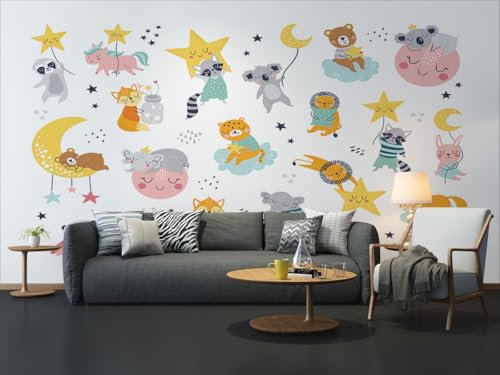 Wall Mural 200X300 Star Animals Non-Woven Wallpaper Bedroom for Adults,Photo 3D Wallpaper for Living Room,Non Self-Adhesive Murals for Walls,Decoration Art Photo Sticker