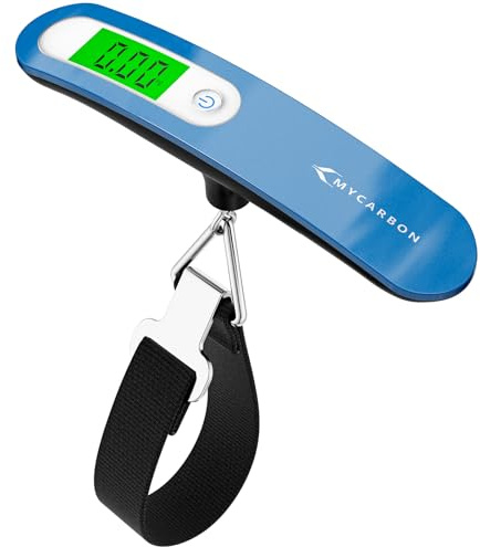 MYCARBON Escala de Equipaje Digital 110 lb / 50 kg Capacidad Peso Maletas Báscula LCD Portátil Báscula Maletas Viaje (Azul)