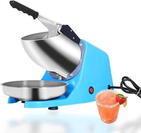 WHIPIN Tritaghiaccio Elettrico, Macchina per Granita da 300 W con Suono Basso, Lame in Acciaio Inossidabile, 1400 Giri al Minuto, Grande Vassoio per Il Ghiaccio per Uso Domestico e Commerciale.(Blue)