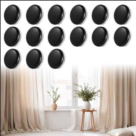 Dreamsolearoy Tenda da doccia, pesi, 15 paia di fermatovaglie, 4 cm, per esterni, tenda da doccia, finestra, tovaglia (nero rotondo)