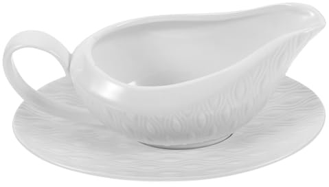 FUNNETOYU Saucière Avec Soucoupe Et Anse Pichet à Sauce Pour Vinaigrette Et Condiments Saucière Pour Service