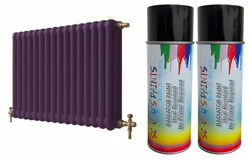 Radiator Aerosol Spray Paint Heat Resistant To 100ºC - Quick Air Drying No Primer Needed anti rust moisture resistant Metallic and Solid Colours (Royal Plum)