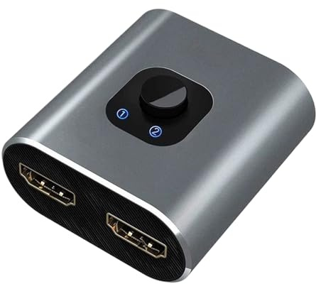 Divisor HDTV - Conector 2 Entradas 1 Salida,Adaptador DP Plug and Play - para PC Portátil Monitor TV Hogar Trabajo Estudio Aula Sala de Control Videoconferencia Configuración de Juegos