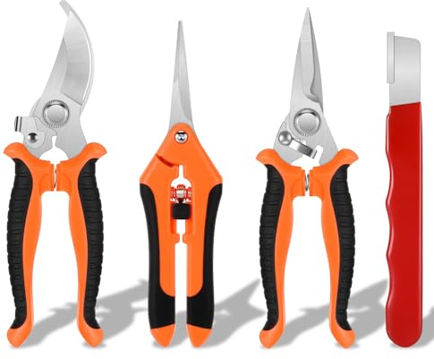 Alitree 4 stycken trädgårdssaxar, rossax av rostfritt stål, växtvänliga trädsax, upp till 30 mm skärdiameter, växtsax för grenar, blomma, frukt och grönsaker