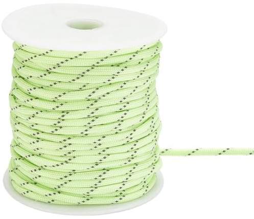 SOFPLATE 98 Fuß/30 m Grünes Im Dunkeln Leuchtendes Paracord Seil (4mm) Mit Spule Polyester Leuchtendes Outdoor Fallschirmseil Für Wandern Schlüsselband Armbandzubehör