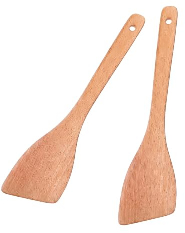 YEMVAR 2 spatole, Spatola in legno di faggio, Utensile cucina naturale per uova, omelette, frittate e crepe, Paletta da cucina in legno resistente e sostenibile, 30 cm