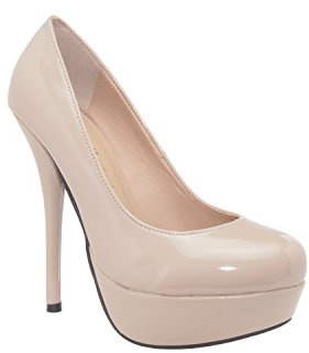 Andrés Machado - Décolleté Particolari in Similpelle Nera per Donna/Ragazza con Tacco di 14,0 cm, Plateau e Punta Tonda - Tacchi Alti - AM453 – Beige Lucido, dalla Taglia EU 44