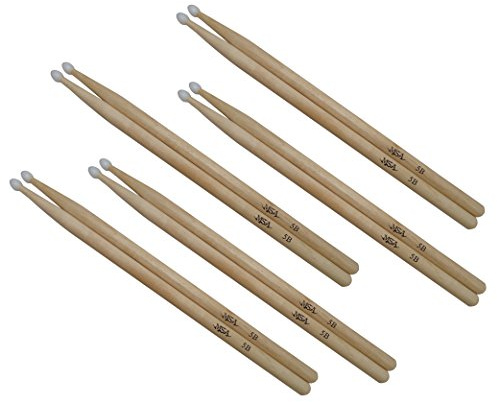 5 Paar DRUMSTICKS 5BN — (10 Stück) — AHORNHOLZ — SCHLAGZEUGSTÖCKE — AHORN — NYLONKOPF — TROMMELSTÖCKE — MSA — MAPLE WOOD STICKS 5BN