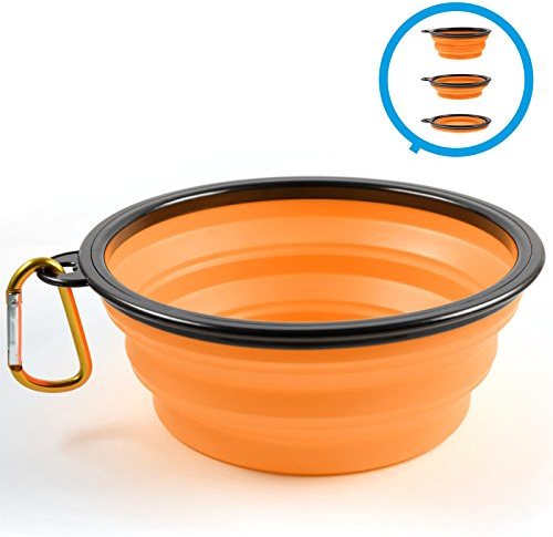 PhoneNatic Cuenco plegable de silicona para perros y gatos, color naranja, 1000 ml