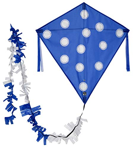 Wolkenstürmer® Eddy Pünktchen (blau) - Farbenfroher Kinderdrachen inkl. Handgriff und 40m Schnur - 1-Leiner Drachen & Flugspielzeug mit Gestänge